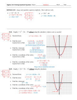 8-64. Graph y = x 2 &minus; 2x &ndash; 15 without using the calculator. (Adjust