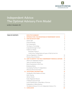 Independent Advice: The Optimal Advisory Firm Model