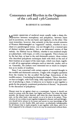 Consonance and Rhythm in the Organum of the 12th and 13th
