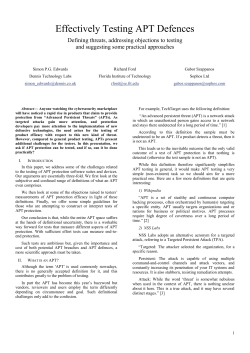 Effectively Testing APT Defences