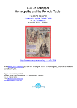 Homeopathy and the Periodic Table - Luc De Schepper