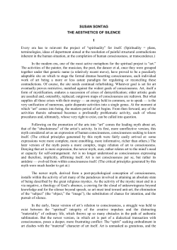 SUSAN SONTAG THE AESTHETICS OF SILENCE I Every era has to