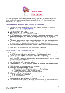 Abstract Submission Guidelines - Early Childhood Learning and