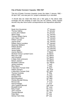 Exeter Coroner - 1862-1927 inquests webpage
