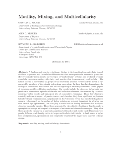Motility, Mixing, and Multicellularity - damtp