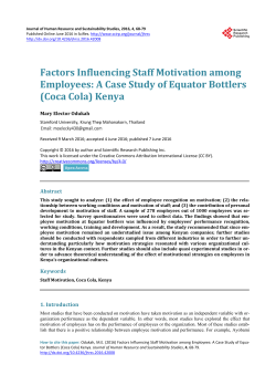 Factors Influencing Staff Motivation among Employees