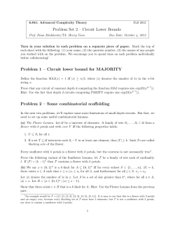 Problem Set 2 – Circuit Lower Bounds Problem 1