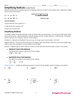 Simplifying Radicals