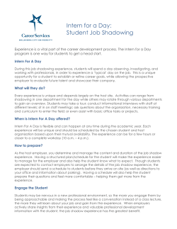 Intern for a Day: Student Job Shadowing
