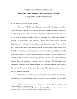 The Rhetorical and Substantive Basis of the `Rule of Law` under