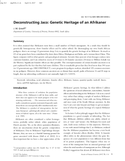 Deconstructing Jaco: Genetic Heritage of an Afrikaner