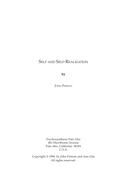 self and self-realization - Association for the Advancement of