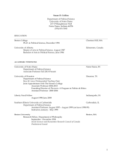 Susan D. Collins Department of Political Science University of Notre