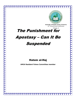 The Punishment for Apostasy &ndash; Can It Be Suspended