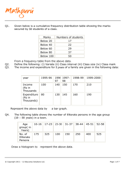 Q1. Given below is a cumulative frequency distribution table