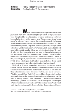 Poetry, Recognition, and Redistribution: The September 11