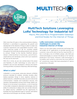 MultiTech Solutions Leveraging LoRa&reg; Technology for Industrial IoT