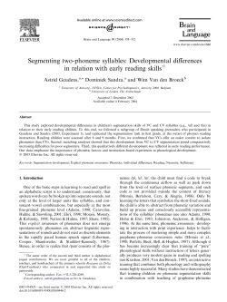 Segmenting two-phoneme syllables: Developmental