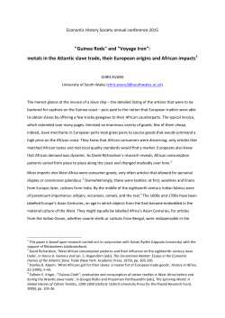 "Guinea Rods" and "Voyage Iron": metals in the Atlantic slave trade