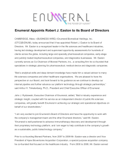 Enumeral Appoints Robert J. Easton to its Board of Directors