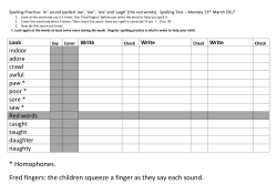 * Homophones. Fred fingers: the children squeeze a finger as they