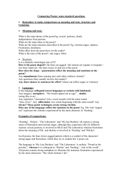 Comparing Poems: some standard questions. &bull; Remember to make