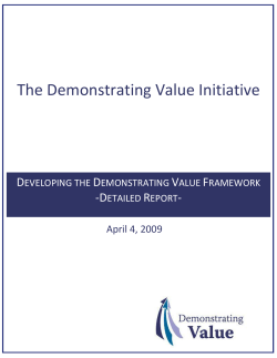 Demonstrating Value Initiative Progress Report April 2008