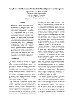Paraphrase Identification as Probabilistic Quasi