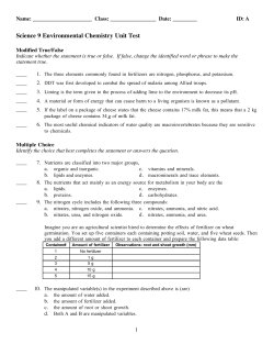 Science 9 Environmental Chemistry Unit Test