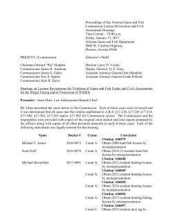 Proceedings of the Arizona Game and Fish Commission