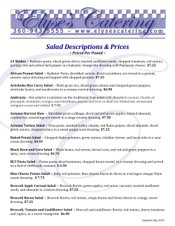 Salad Descriptions and Prices 2015