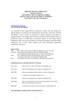 Brouria Bitton-Ashkelony - Center for the Study of Christianity