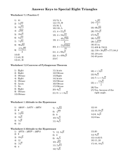 Answer Keys to Special Right Triangles