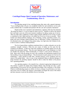 Centrifugal Pumps: Basic Concepts of Operation, Maintenance, and