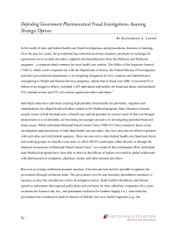 Defending Government Pharmaceutical Fraud Investigations