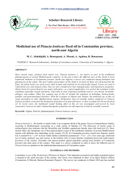 Medicinal use of Pistacia lentiscus fixed oil in Constantine province