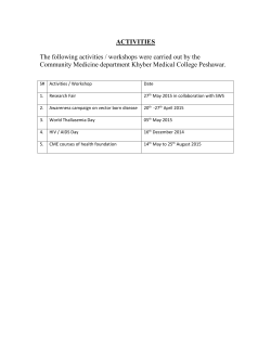 ACTIVITIES The following activities / workshops were carried out by