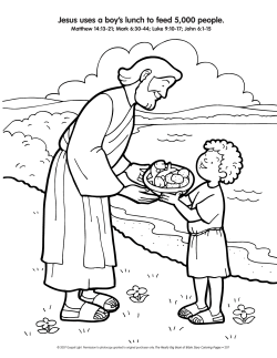 Jesus uses a boy`s lunch to feed 5000 people.