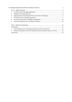 The Schengen Agreement and free movement of persons 2 Part A