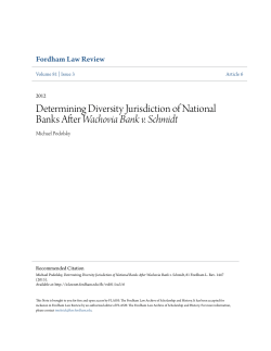 Determining Diversity Jurisdiction of National Banks After Wachovia
