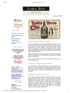 Lora Bay Newsletter - January 19th, 2017