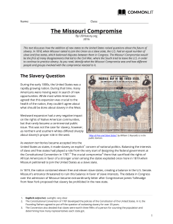 CommonLit | The Missouri Compromise