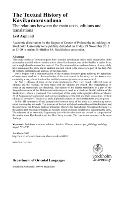 The Textual History of Kavikumaravadana