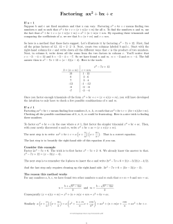Factoring ax2 + bx + c