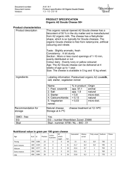 PRODUCT SPECIFICATION Organic A2 Gouda Cheese 50+
