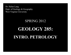 GEOLOGY 285: