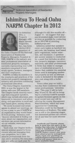 Ishimitsu To Head Oahu NARPM Chapter In 2012