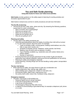 Safe Guide 2008: Activity Planning and Safety Management is