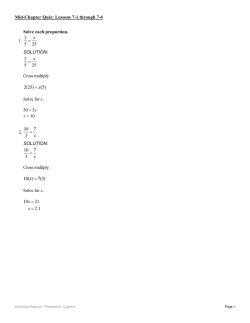 Solve each proportion. 1. SOLUTION: Cross multiply. Solve for x. 50