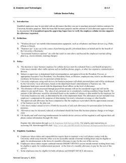 Policy Statement &ndash; Cell phone and PDA Business Expenses